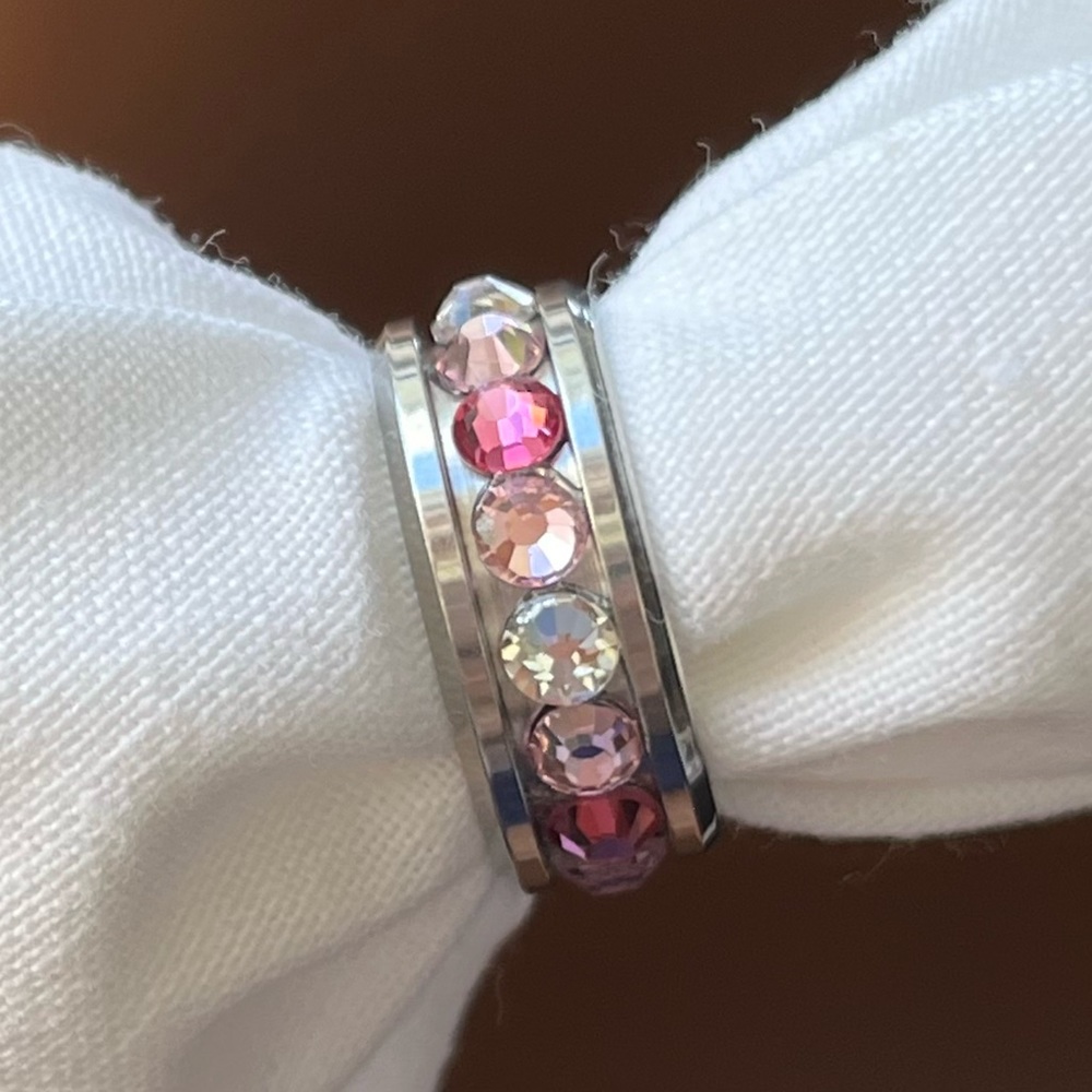 Pink Crystal Eternity Band Ring